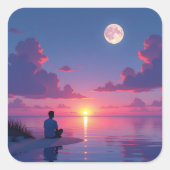 Sun and moon vierkante sticker (Voorkant)