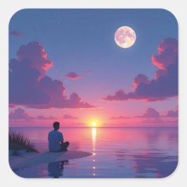 Sun and moon vierkante sticker
