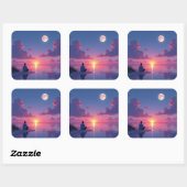 Sun and moon vierkante sticker (Vel)
