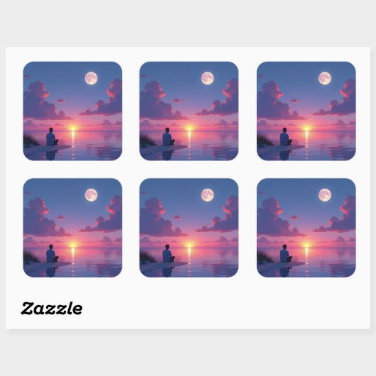 Sun and moon vierkante sticker (Vel)