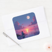 Sun and moon vierkante sticker (Envelop)
