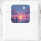 Sun and moon vierkante sticker (Tas)