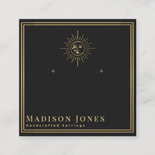 Sun and Moon Witchy Stud Earring Display Card Vierkante Visitekaartje