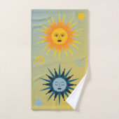 Sun and Moon Yellow and Blue Celestial Towel Set Bad Handdoek (Handdoek)