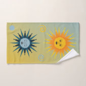 Sun and Moon Yellow and Blue Celestial Towel Set Bad Handdoek (Handdoek)