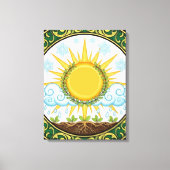 Sun and Rain Nature Cycle Botanical Emblem ART Canvas Afdruk (Voorkant)