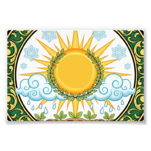 Sun and Rain Nature Cycle Botanical Emblem ART Foto Afdruk (Voorkant)