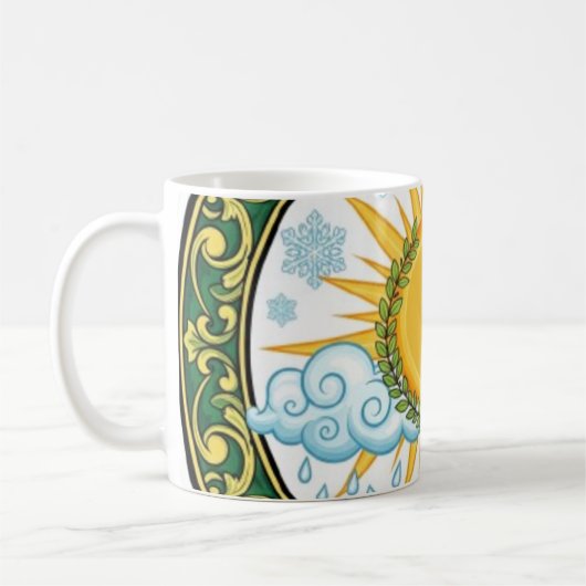 Sun and Rain Nature Cycle Botanical Emblem ART Koffiemok (Links)