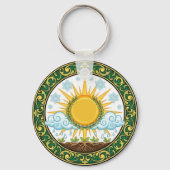 Sun and Rain Nature Cycle Botanical Emblem ART Sleutelhanger (Voorkant)