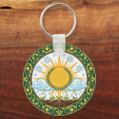 Sun and Rain Nature Cycle Botanical Emblem ART Sleutelhanger (Voorkant)