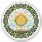 Sun and Rain Nature Cycle Botanical Emblem ART Sticker (Voorkant)