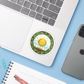 Sun and Rain Nature Cycle Botanical Emblem ART Sticker (Laptop met iPhone)