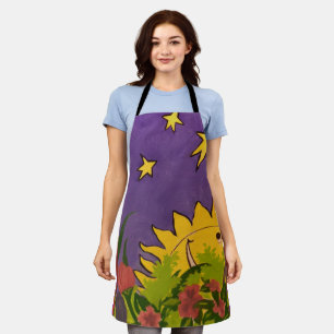 Sun and Stars Color Kitchen All-Over Print Apron Schort