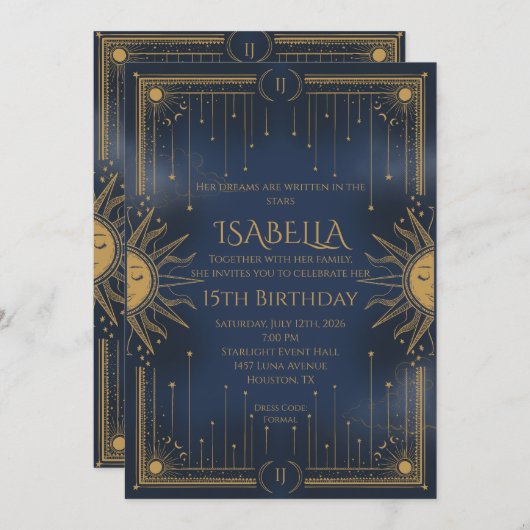 sun and stars kaart (Voorkant / Achterkant)