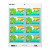 Sun and Surf Business Card Template Etiket (Full Sheet)