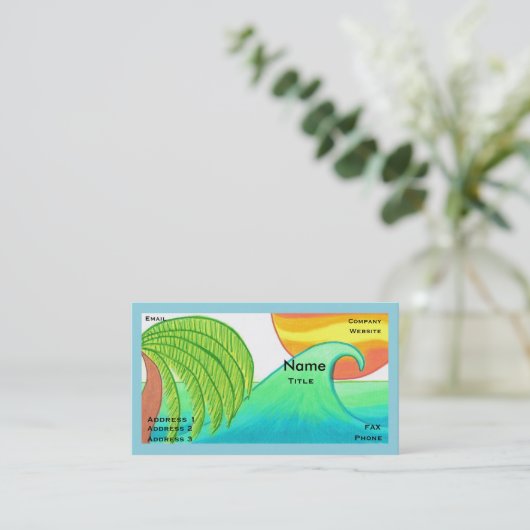 Sun and Surf Business Card Template Visitekaartje (Staand voorkant)