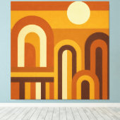 Sun & Arches Mid Century Modern Geometric Design Canvas Afdruk (Insitu (Houten vloer))