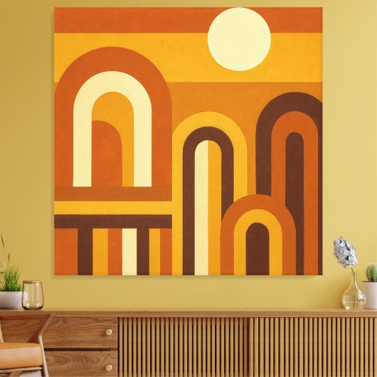 Sun & Arches Mid Century Modern Geometric Design Canvas Afdruk (Insitu (Woonkamer))