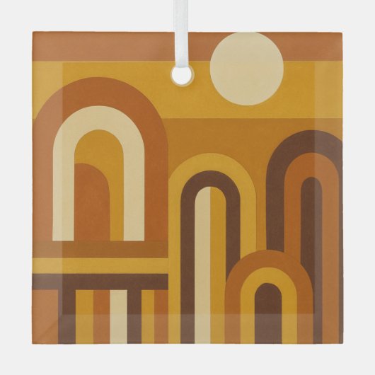Sun & Arches Mid Century Modern Geometric Design Glas Ornament (Voorkant)
