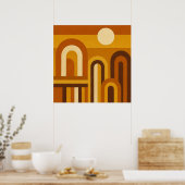 Sun & Arches Mid Century Modern Geometric Design Poster (Keuken)