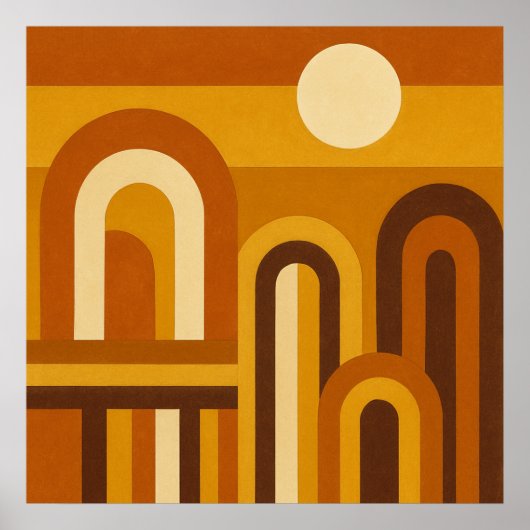 Sun & Arches Mid Century Modern Geometric Design Poster (Voorkant)