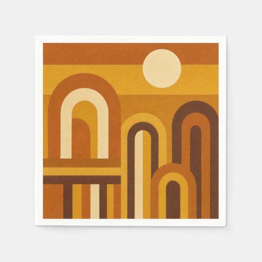 Sun & Arches Mid Century Modern Geometric Design Servet (Voorkant)