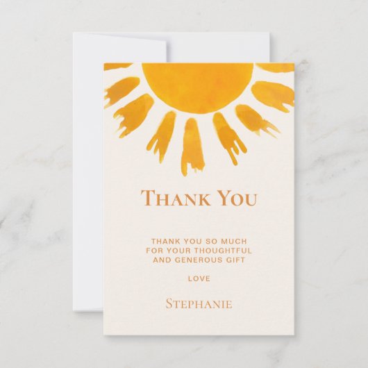 Sun Baby shower Bedankkaart (Voorkant)