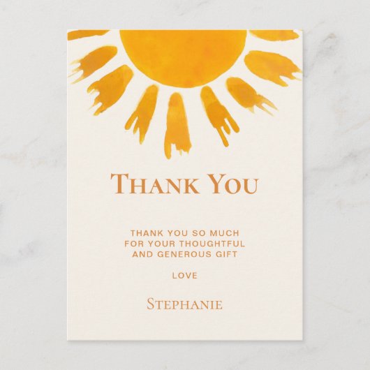 Sun Baby shower Dank u Briefkaart (Voorkant)