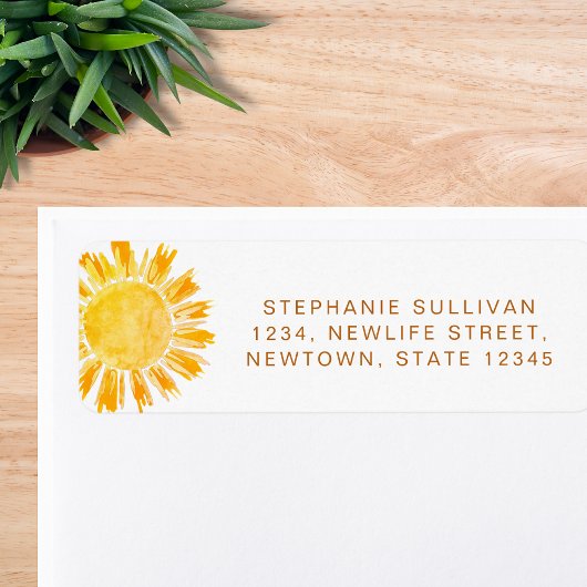 Sun Baby shower Return Label