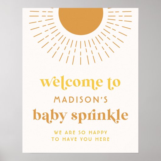 Sun Baby shower Welcome Poster (Voorkant)