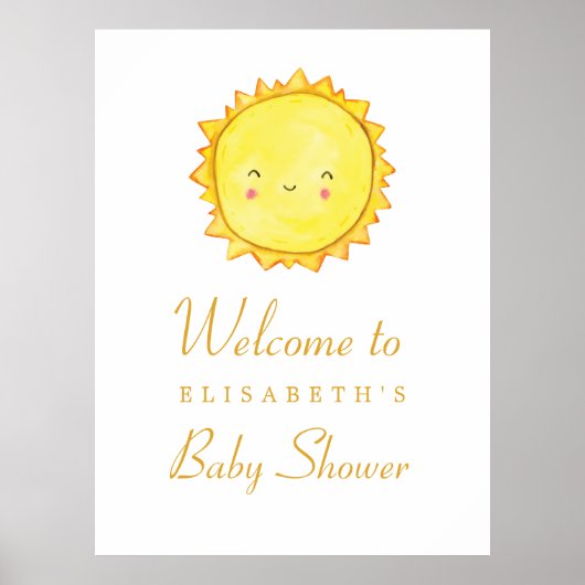 Sun Baby shower Welkomstteken / Hartelijk dank voo Poster (Voorkant)