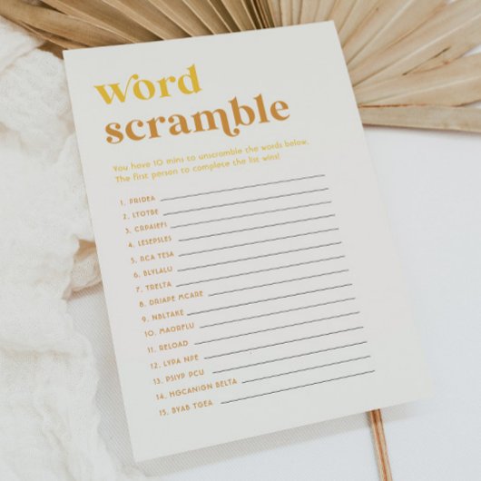 Sun Baby shower Word Scramble Game Kaart