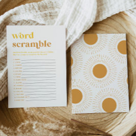 Sun Baby shower Word Scramble Game Kaart
