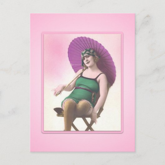Sun Bather Beach Babe Briefkaart (Voorkant)