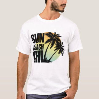 Sun, Beach & Chill Palm Tree Graphic T-shirt