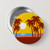 Sun Beach Island Palm Trees Colorful Illustration Ronde Button 7,6 Cm (Voorkant /achterkant)