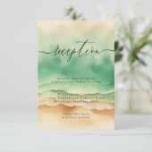 Sun Beach Ocean Green Bruiloft Receptie Details Informatiekaartje (Staand voorkant)