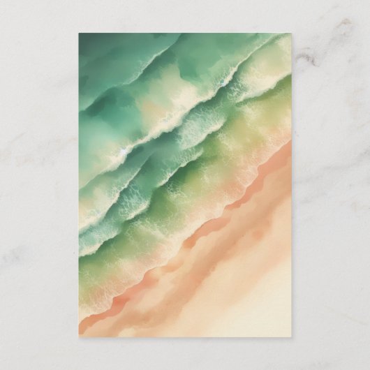 Sun Beach Ocean Green Bruiloft Receptie Details Informatiekaartje (Achterkant)