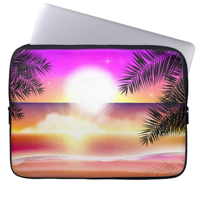 Sun Beach Ocean Waves Tropical Laptop Sleeve (Voorkant)