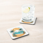 Sun Beach palmboom Bier Onderzetter (Rechterzijde)