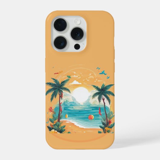 Sun Beach palmboom iPhone Hoesje (Achterkant)