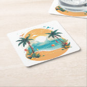 Sun Beach palmboom Kartonnen Onderzetters (Schuin)