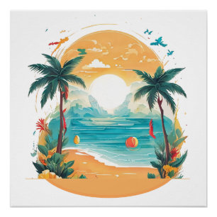 Sun Beach palmboom Perfect Poster