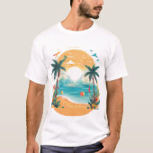 Sun Beach palmboom T-shirt (Voorkant)