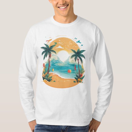 Sun Beach palmboom T-shirt (Voorkant)