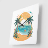 Sun Beach palmboom Vierkante Klok (Hoek)