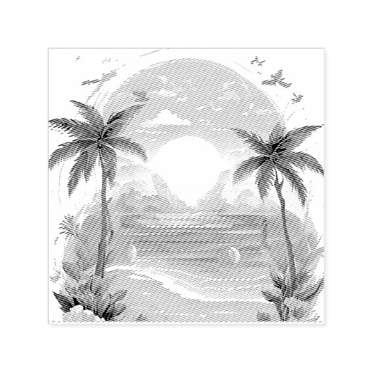 Sun Beach palmboom Zelfinktende Stempel (Design)
