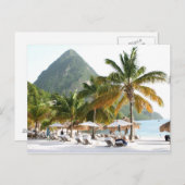 Sun Beds op een strand bij de Pitons in Saint Luci Briefkaart (Voorkant / Achterkant)