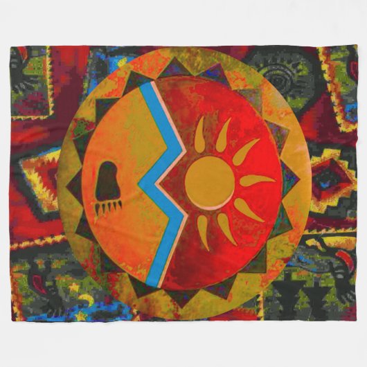 Sun Beer Native American Sybol Fleece Blanket Deken (Voorkant (Horizontaal))