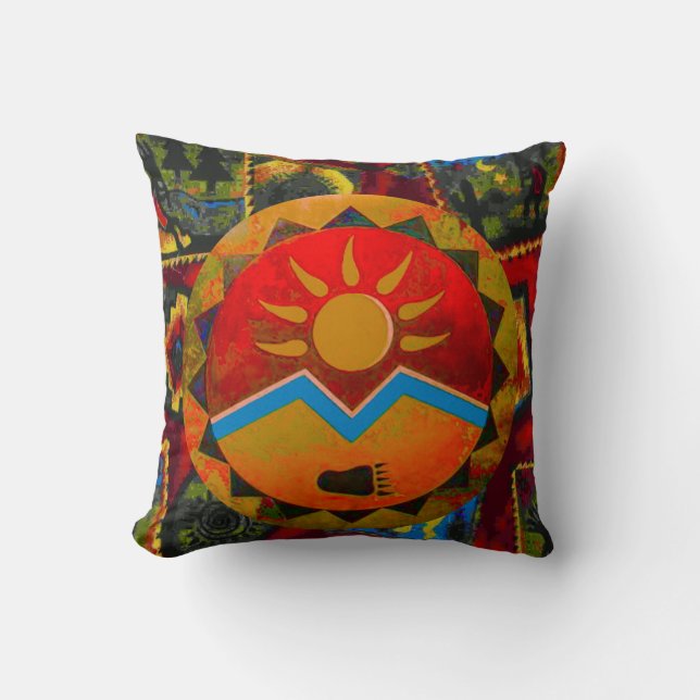 Sun Beer Native American Symbol Pillow Kussen (Voorkant)